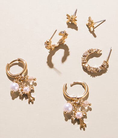 boutique by BKE 3 Pack Glitz Earring Set front view