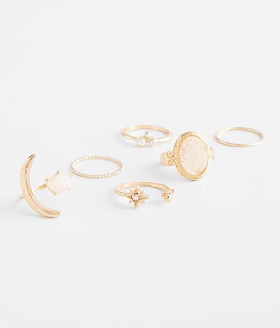 boutique by BKE 6 Pack Druzy Ring Set front view