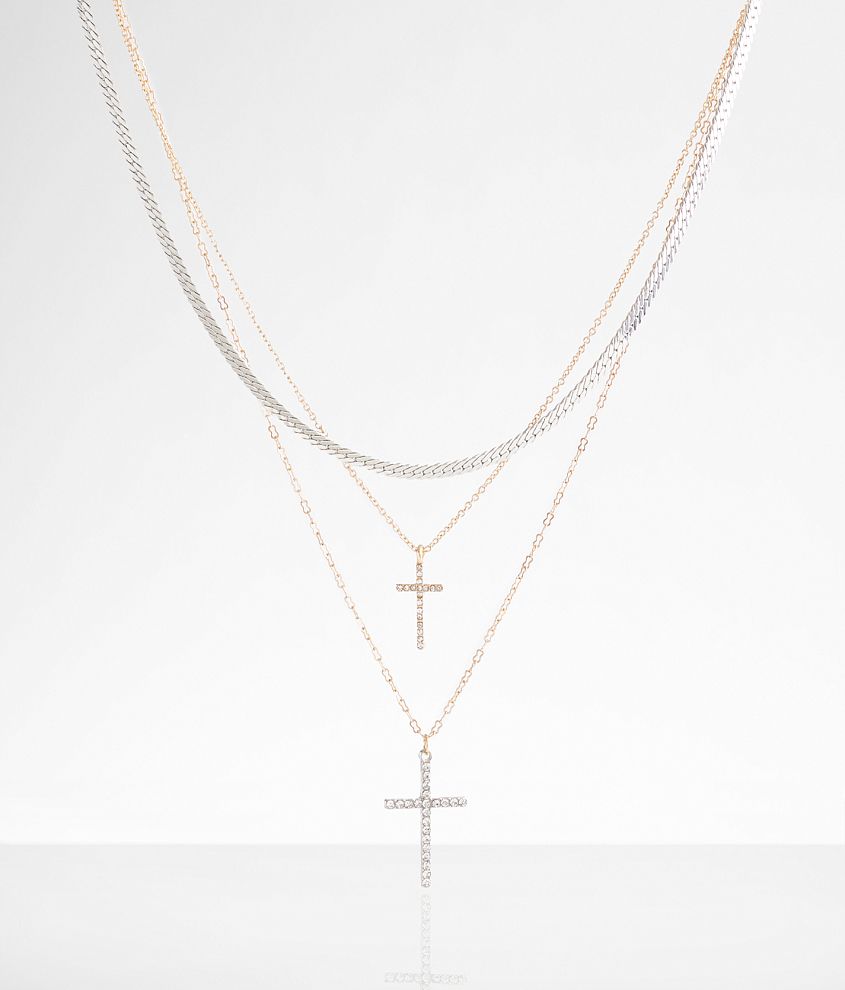 boutique by BKE Tiered Double Cross Necklace