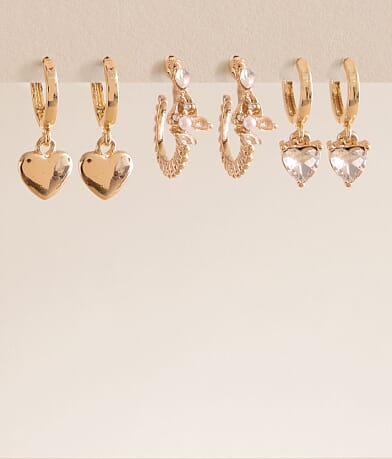 boutique by BKE 3 Pack Heart Earring Set front view