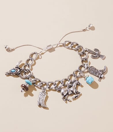 Sterling & Stitch Western Charm Bracelet front view