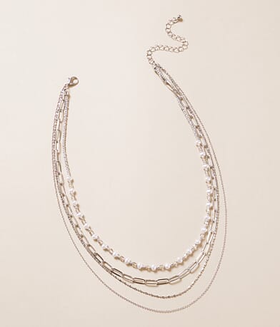 boutique by BKE Faux Pearl Tiered Necklace front view