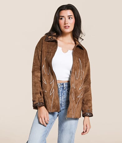 Azalea Wang Western Faux Suede Jacket front view