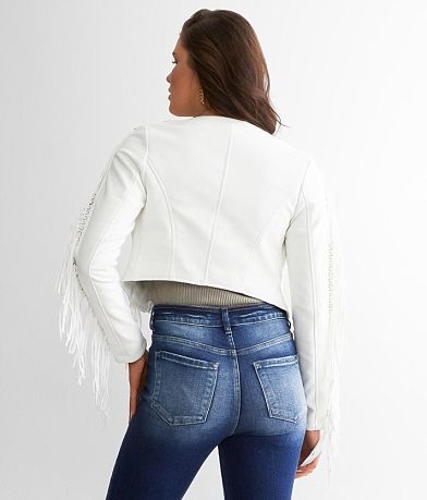 Azalea Wang Olivier Fringe Cropped Jacket BACK