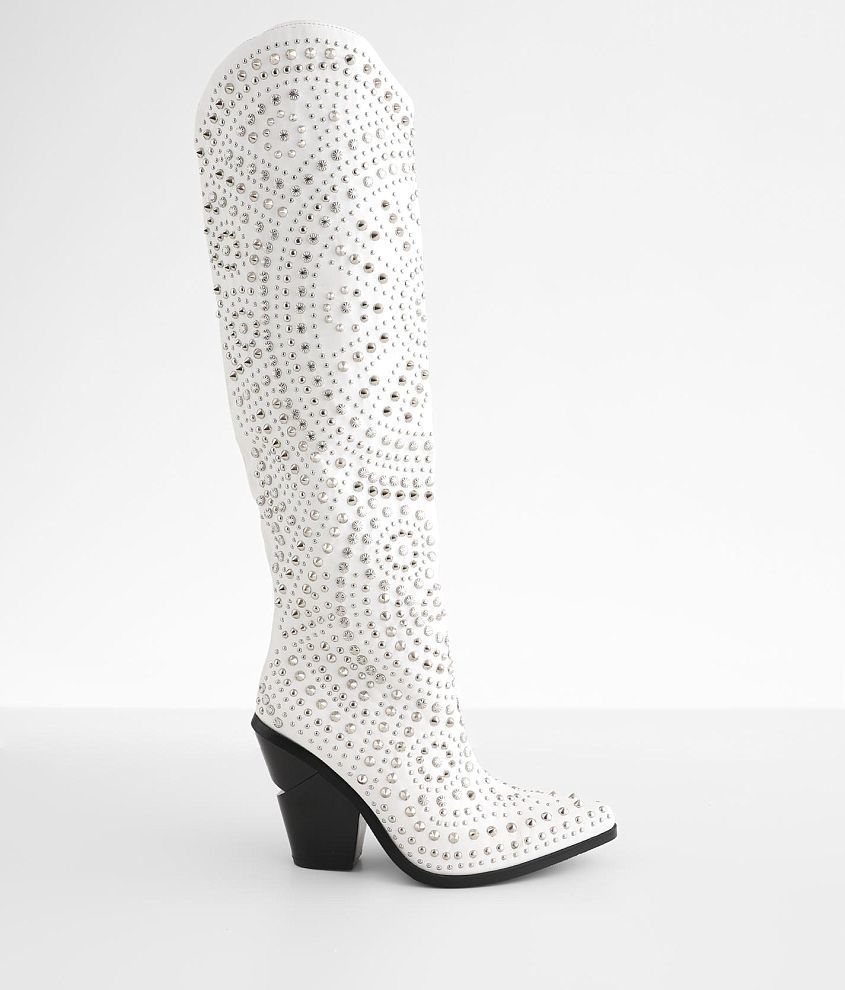 White studded 2025 cowboy boots