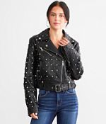 Azalea Wang Glitz Cropped Faux Leather Jacket - Women's