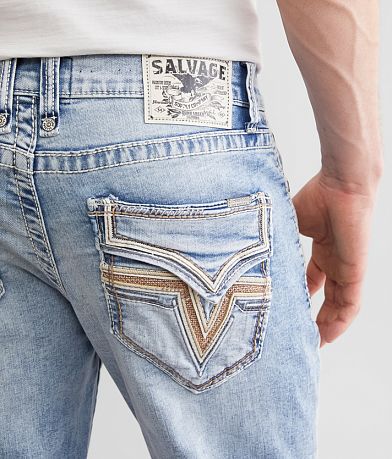 Salvage Mayhem Straight Stretch Jean back pocket view