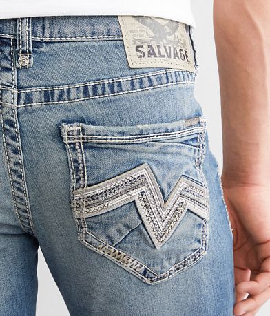 Salvage Mayhem Straight Stretch Jean back pocket view