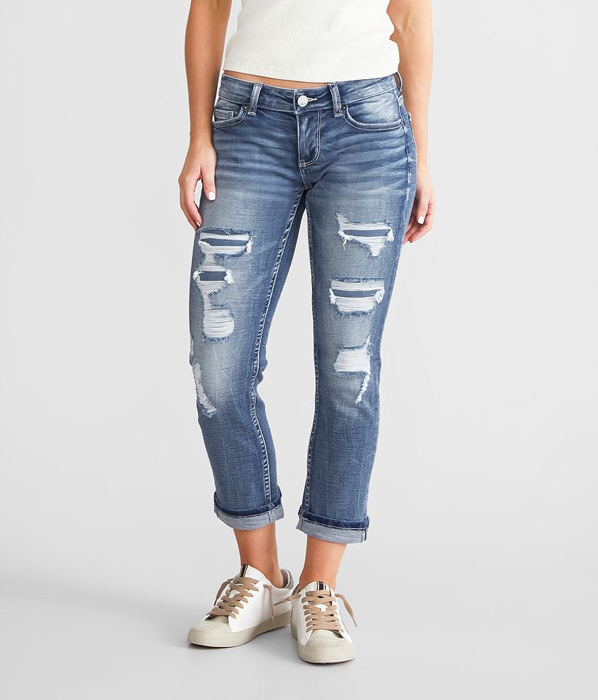 BKE Stella Cuffed Stretch Capri Jean front view