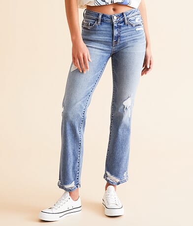 BKE Stella Mid-Rise Cropped Straight Jean front view