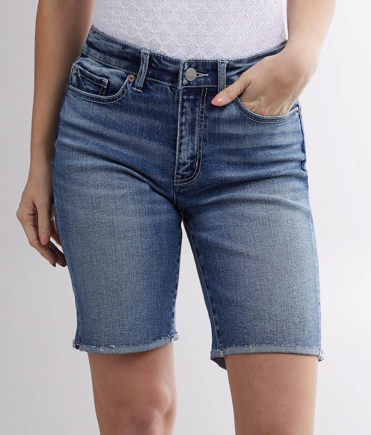 buckle jean shorts