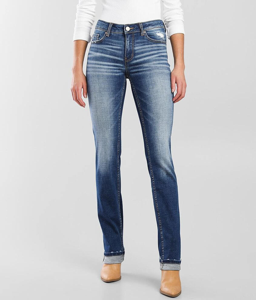 BKE Stella Mid-Rise Straight Stretch Cuffed Jean front view
