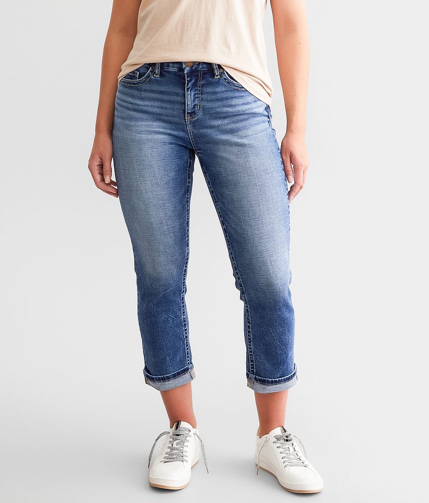 BKE Gabby Cuffed Stretch Capri Jean front view