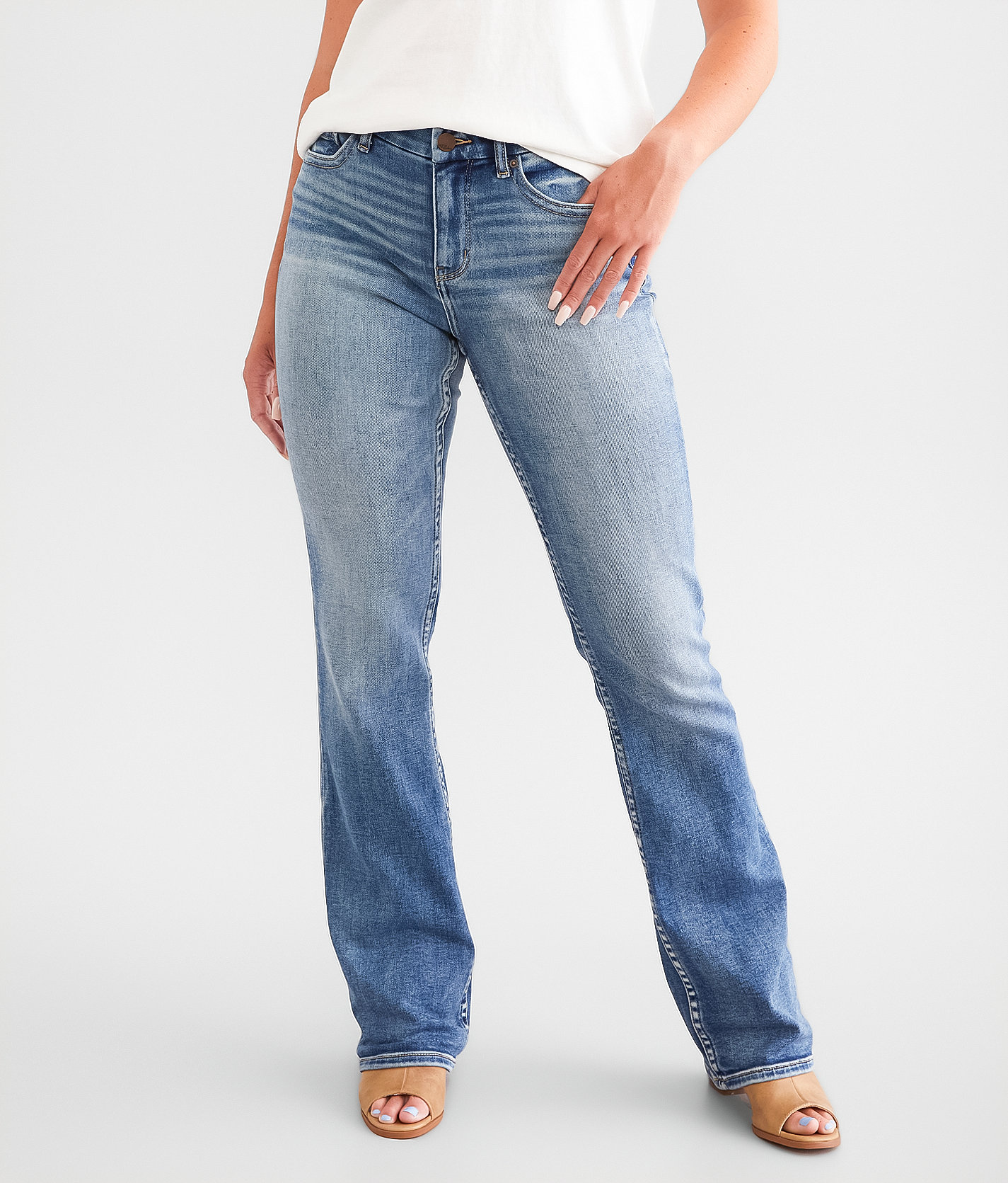 Jean Bootcut Femme BKE Kate - Taille 30x31.5, Délavé Clair, Stretch