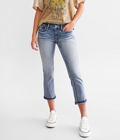 BKE Stella Cuffed Stretch Capri Jean full left side view