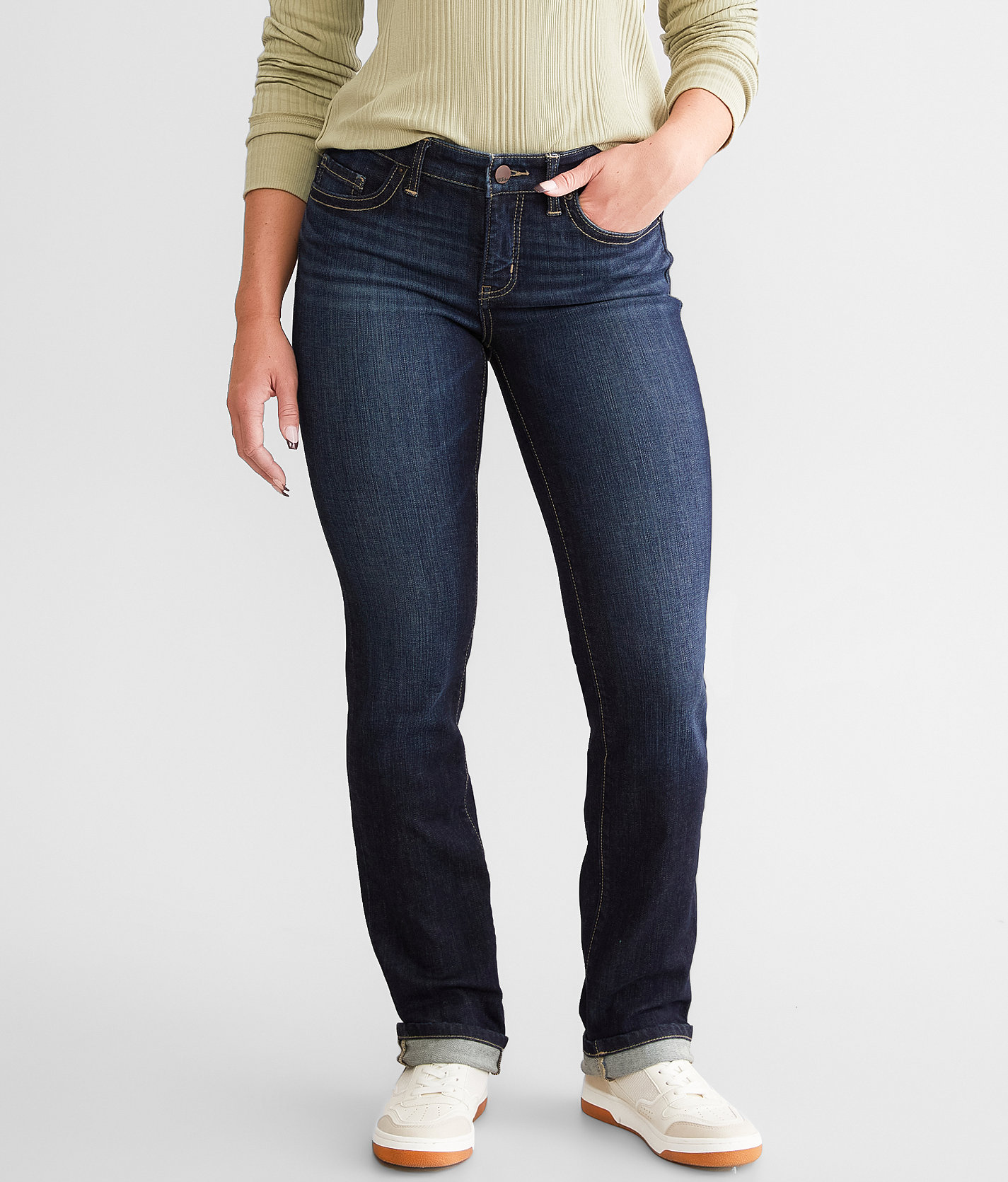 BKE Payton Straight Stretch Cuffed Jean - Women's Jeans In Swartz | Buckle