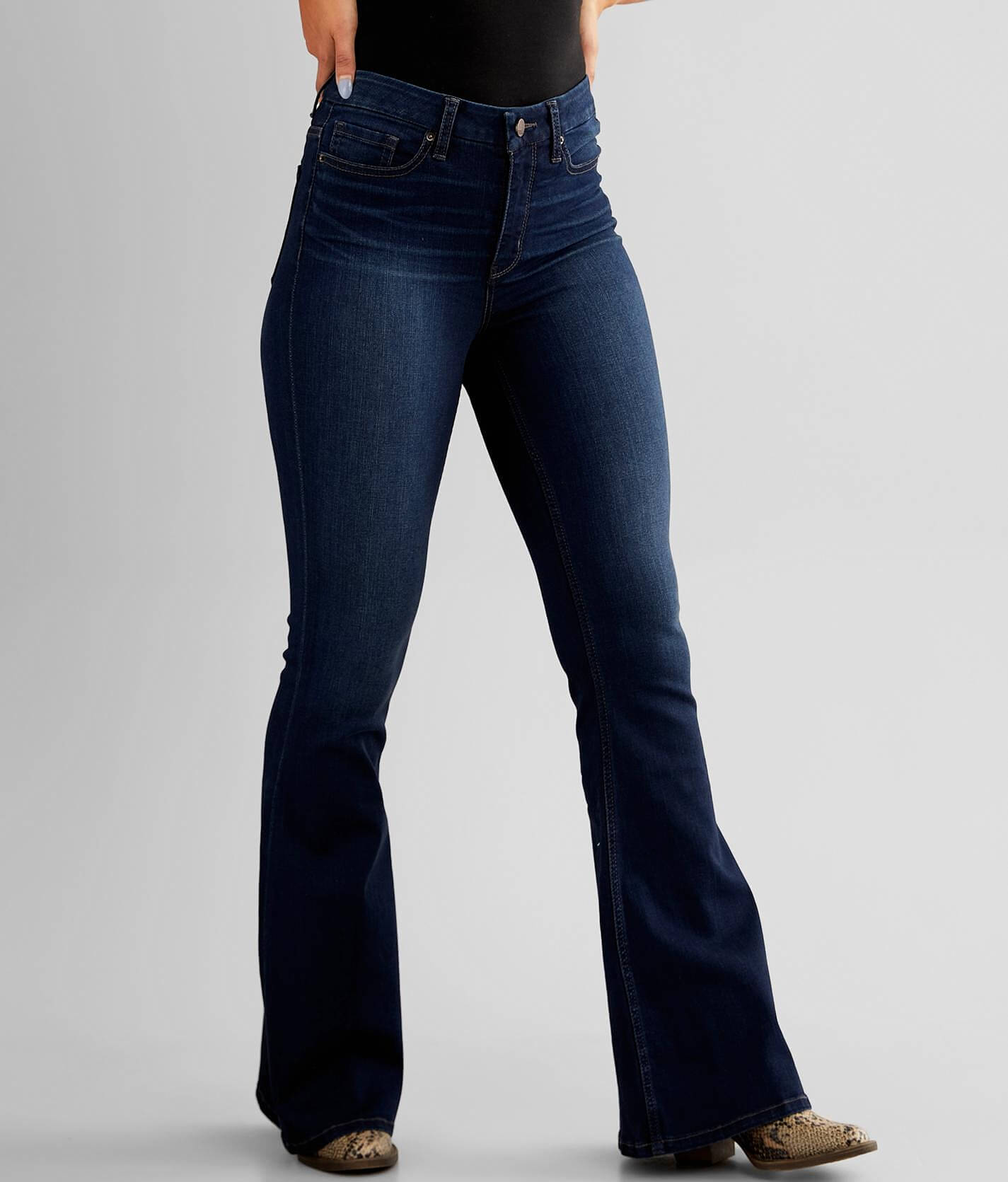 buckle flare jeans