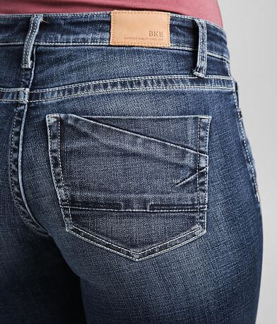 BKE Victoria Cuffed Stretch Capri Jean back pocket view