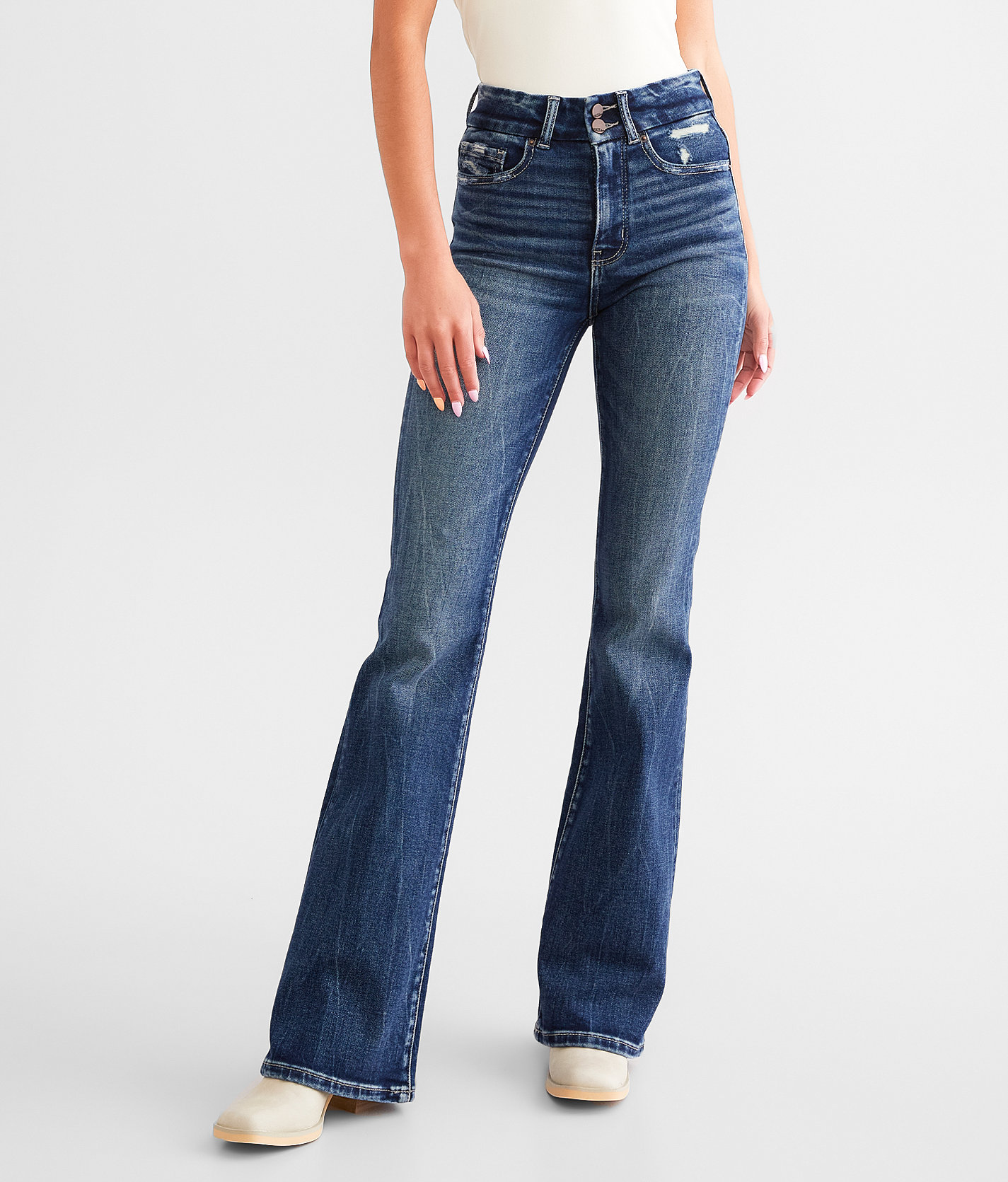 Jean BKE Kate Taille 27 Boot Cut - Délavage Moyen, Trous Détruits, Longueur 27, Bon état