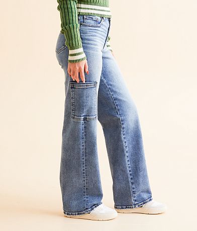 BKE Billie Cargo Wide Leg Stretch Jean full left side view