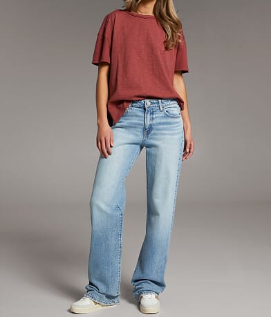 BKE Taylor Low Slung Baggy Wide Leg Stretch Jean full left side view
