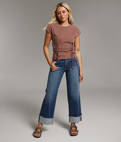 BKE Payton Cropped Wide Leg Stretch Jean front view