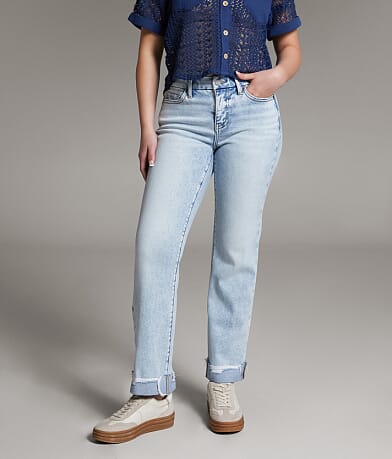 BKE Gabby Cropped Straight Stretch Cuffed Jean front view