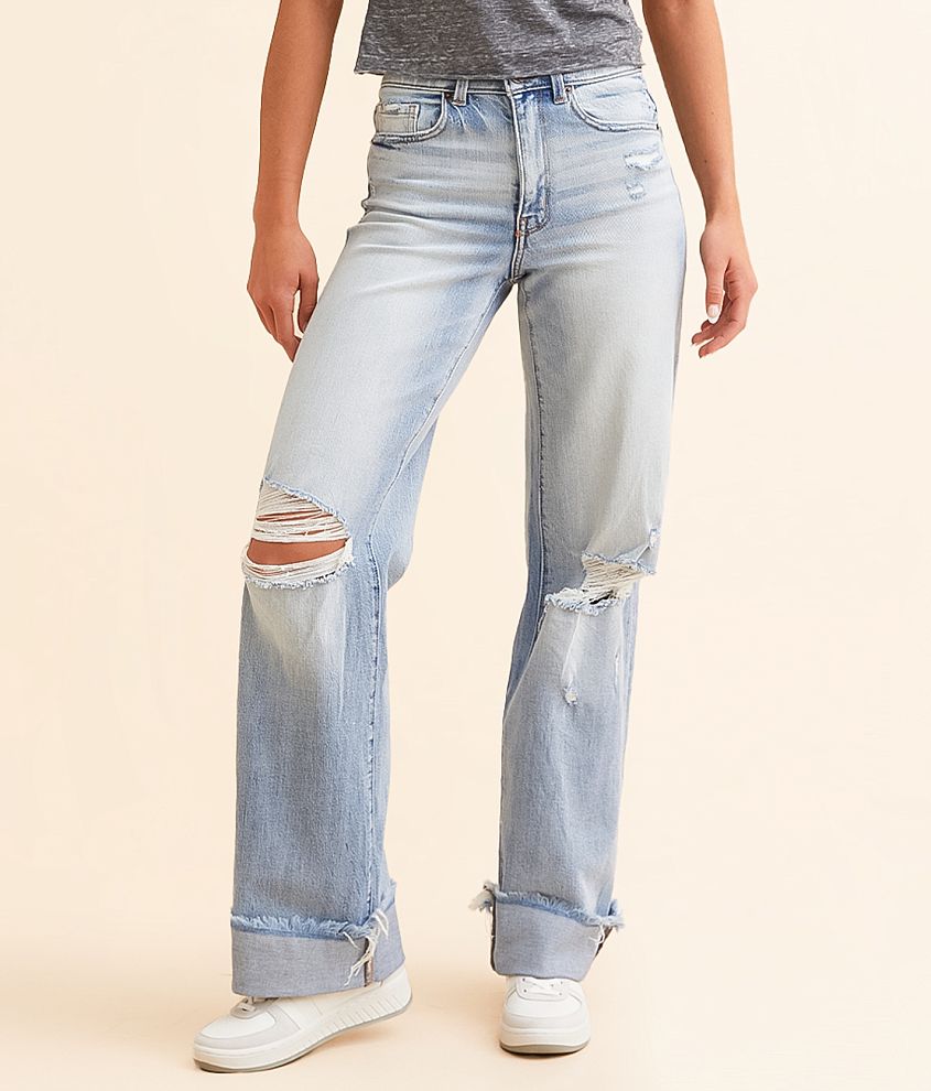 BKE Billie Wide Leg Stretch Cuffed Jean front view