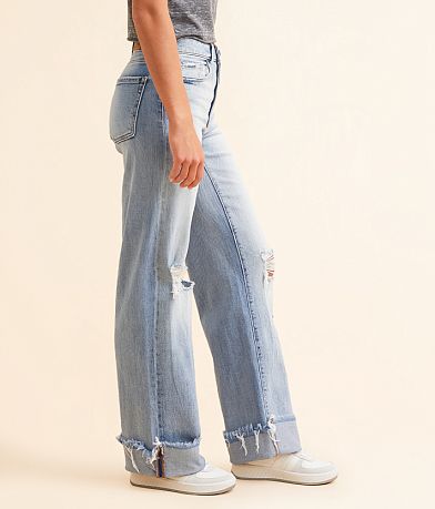 BKE Billie Wide Leg Stretch Cuffed Jean full left side view