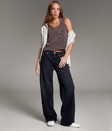 BKE Taylor Low Slung Wide Leg Stretch Jean front view