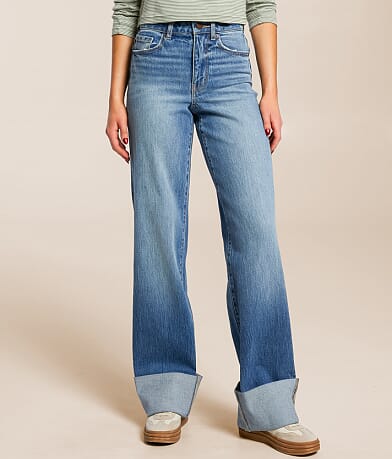 BKE Billie Wide Leg Stretch Cuffed Jean front view