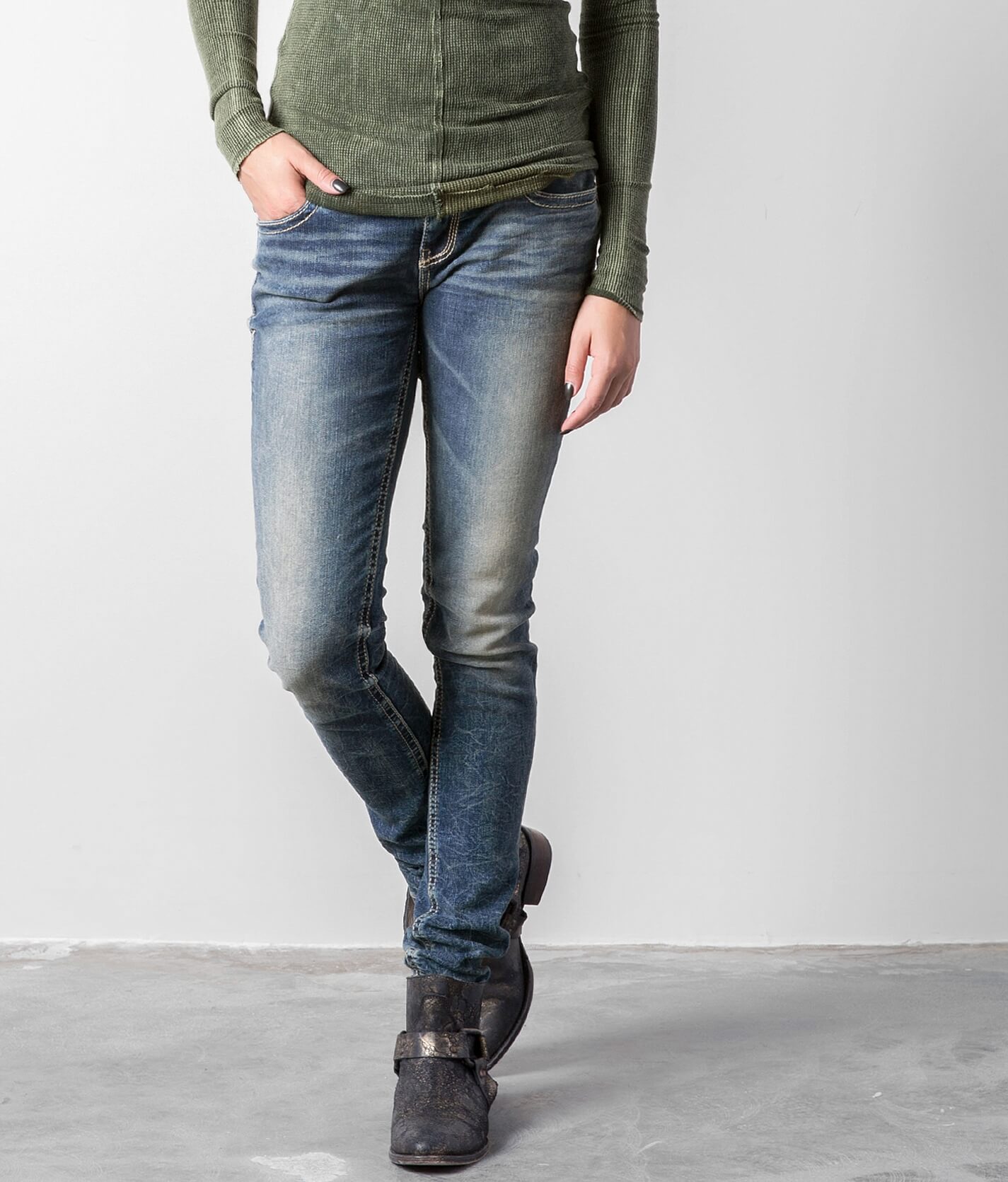 buckle skinny jeans