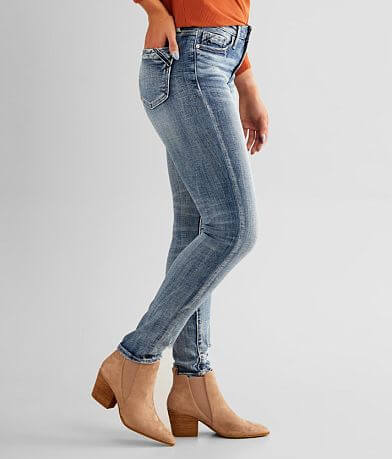 Buckle Black Curvy Skinny Jean full right side view