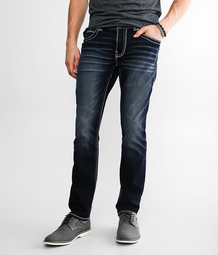 Buckle Black Three Straight Stretch Jean front view