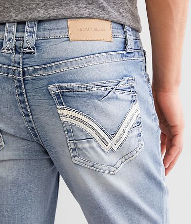 Buckle Black Three Boot Stretch Jean back pocket view