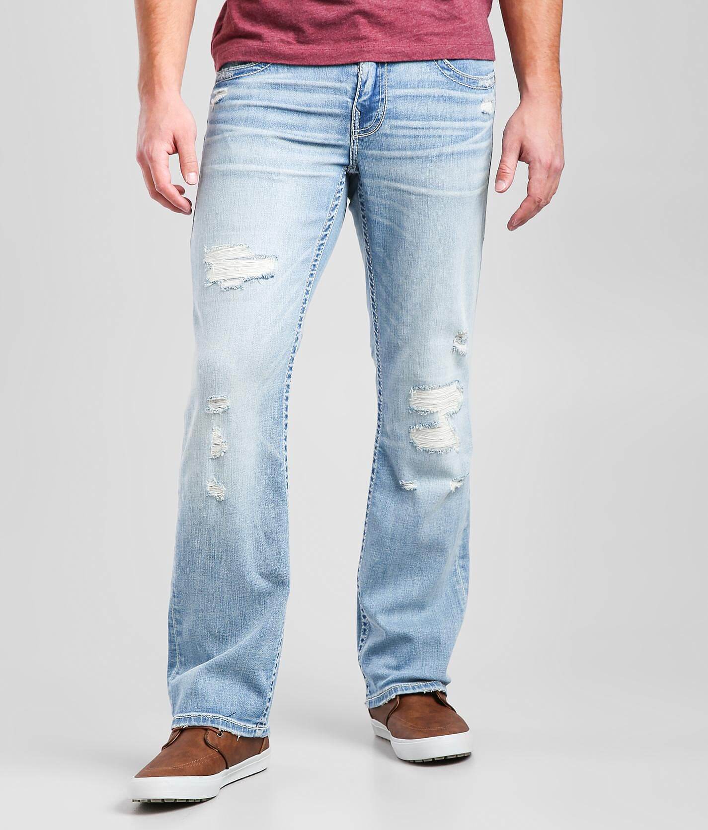 mens destroyed bootcut jeans
