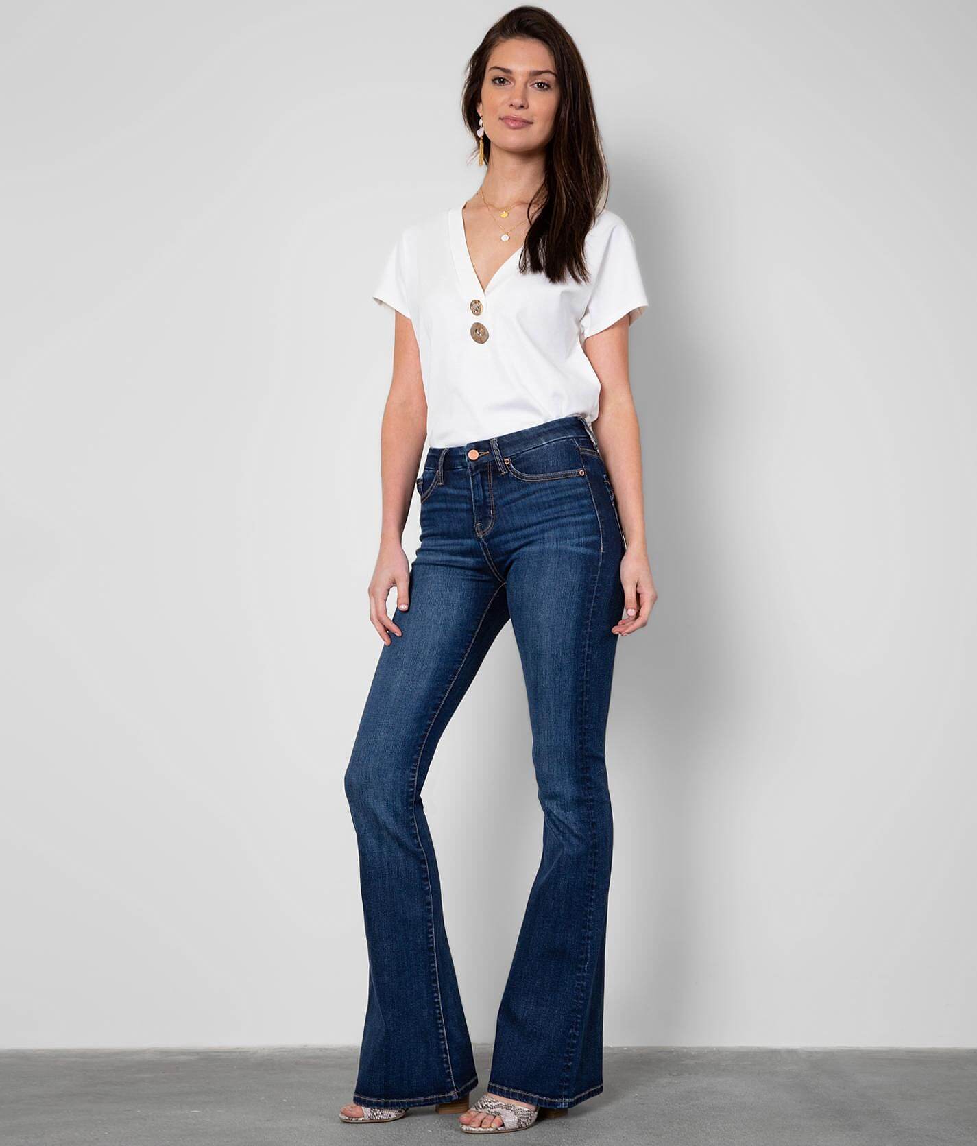 buckle flare jeans