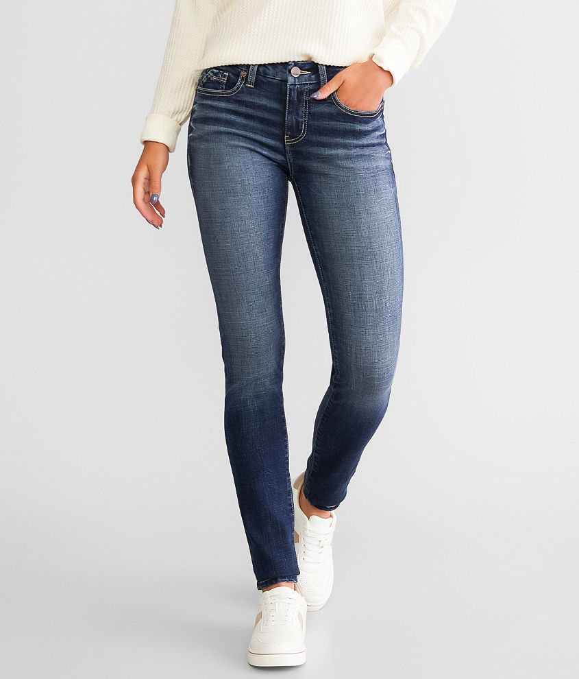 Women's Dark Wash Slim Straight Stretch Jeans