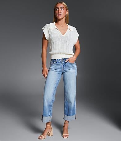 Buckle Black Fit No. 53 Cropped Wide Leg Stretch Jean front view