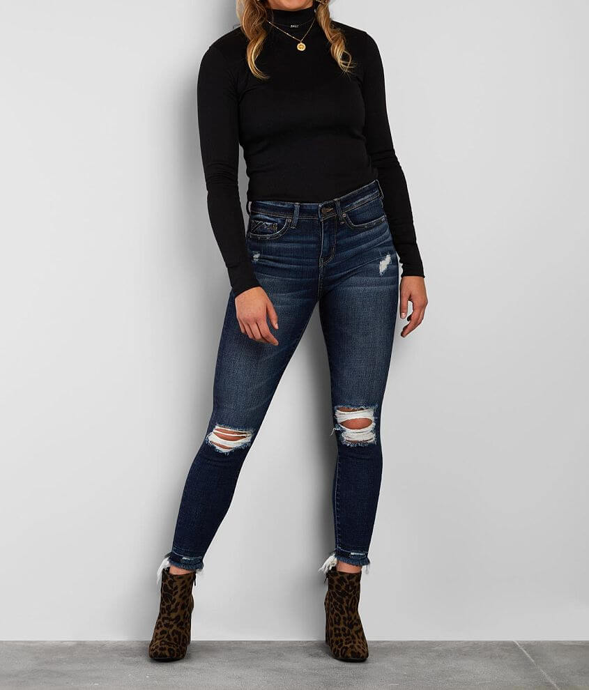 Buckle Black Curvy Mid-Rise Ankle Skinny Jean front view