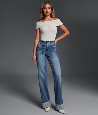 Buckle Black Fit No. 35 Wide Leg Stretch Cuffed Jean front view