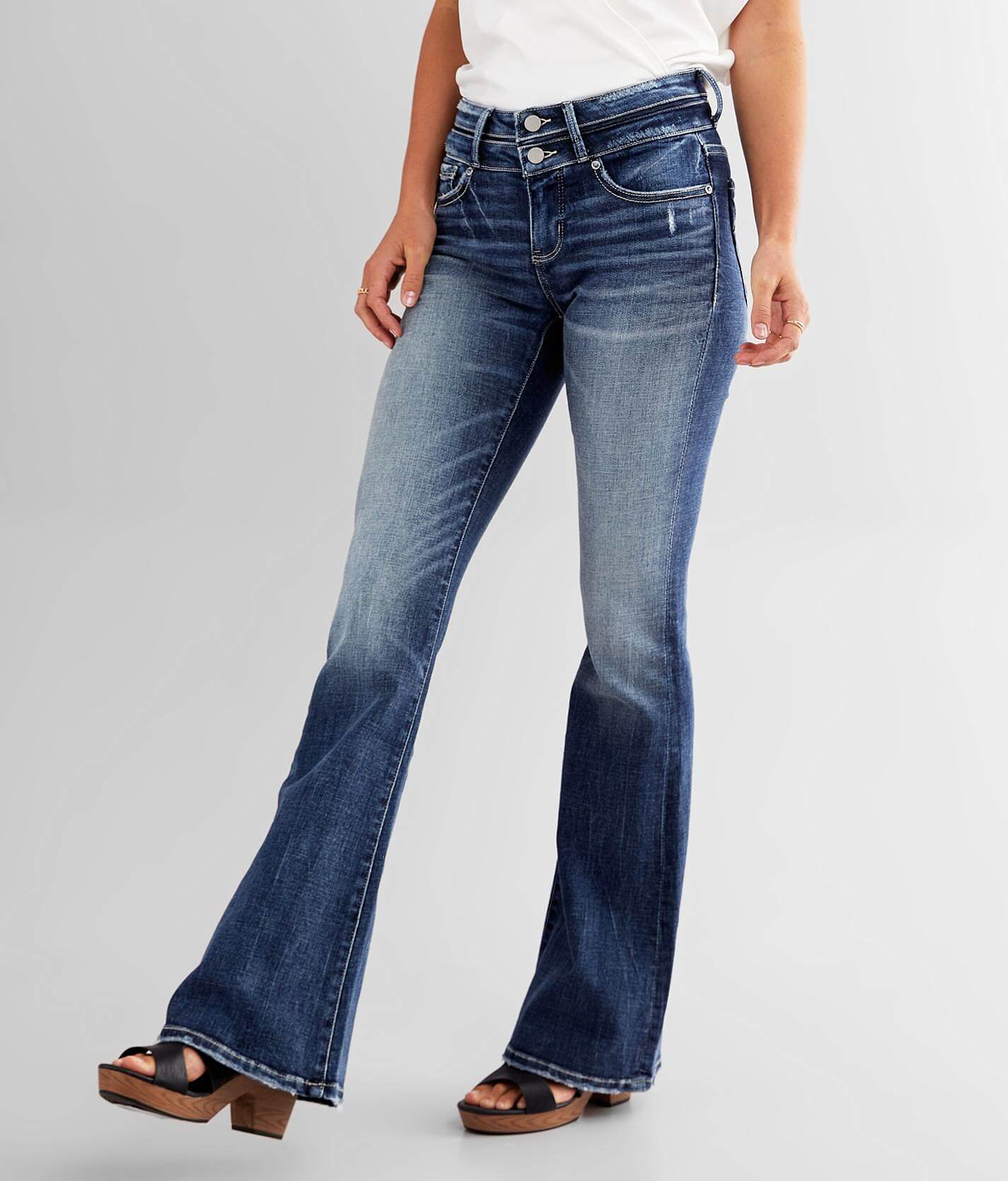 buckle flare jeans