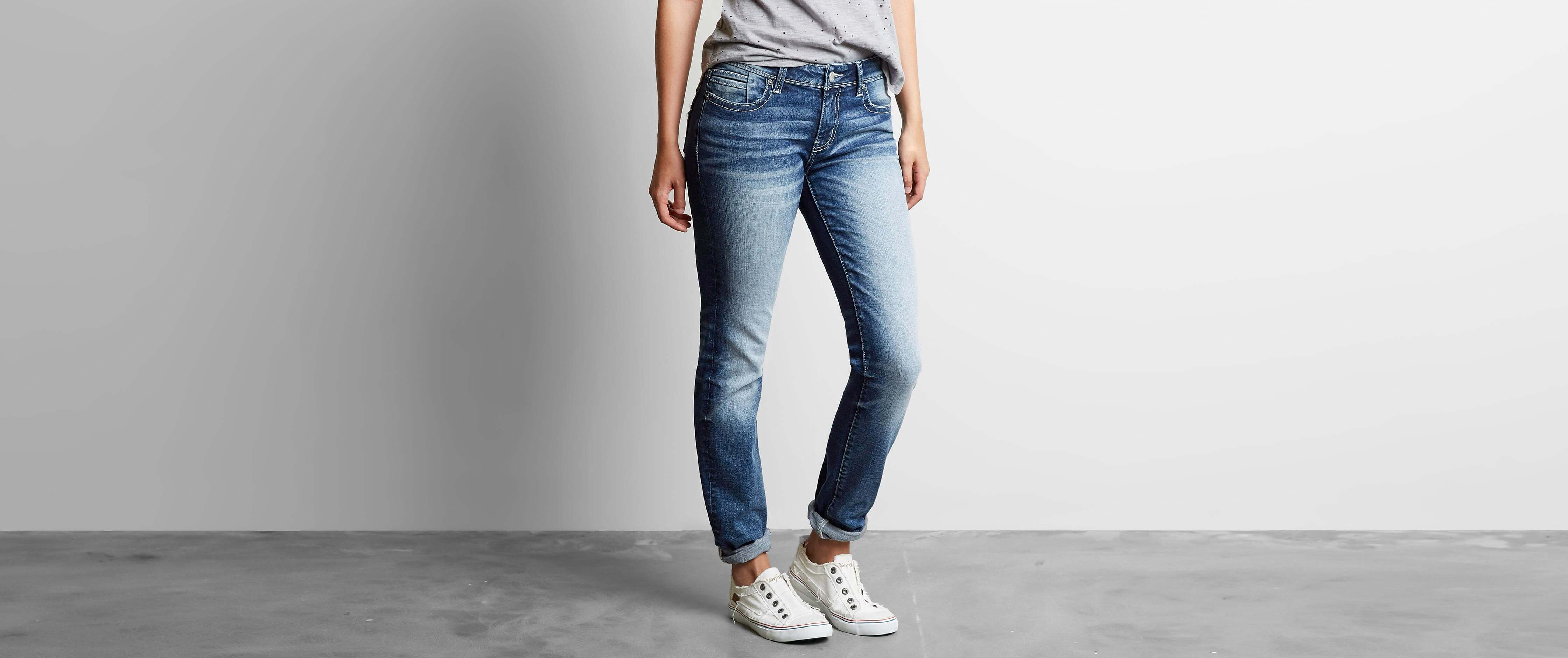 buckle stretch jeans