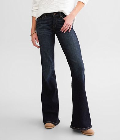 wybzd Women's Bell Bottom Jeans High Waisted Stretch Slim Fit Flare Denim  Pants Black L 