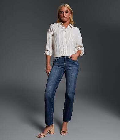 Buckle Black Fit No.53 Cropped Straight Stretch Jean front view