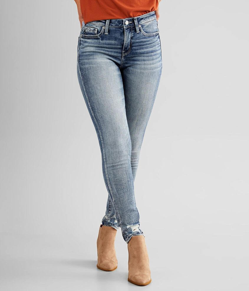 Buckle Black Curvy Mid-Rise Skinny Stretch Jean front view