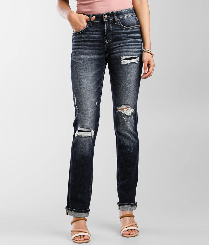 ladies black straight leg jeans