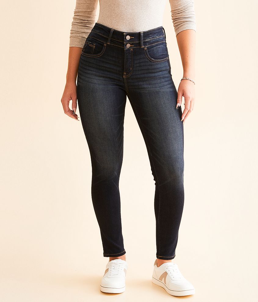 Plus Size High Rise Double Waistband Cutout Skinny Jeans