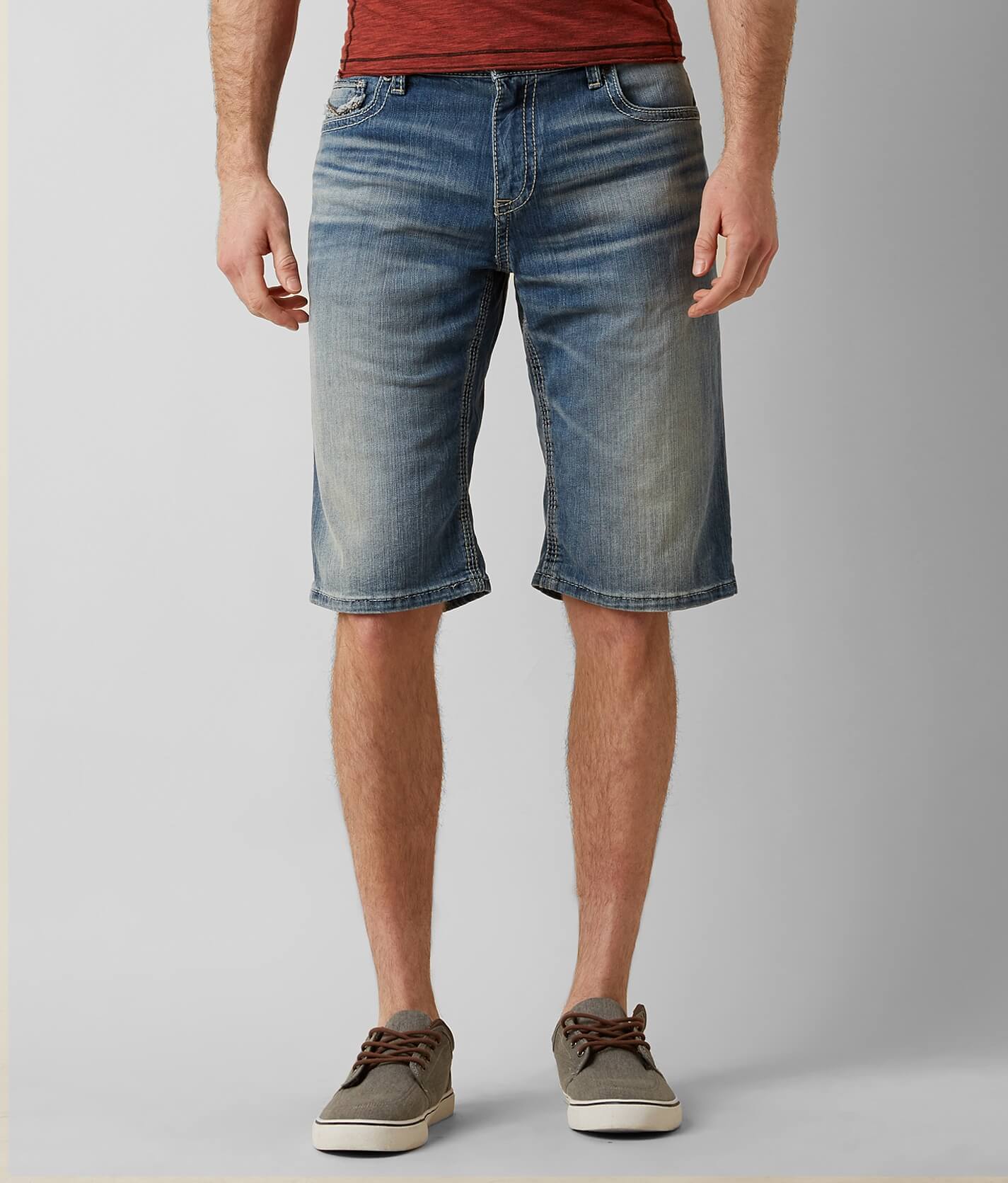 buckle jean shorts for men