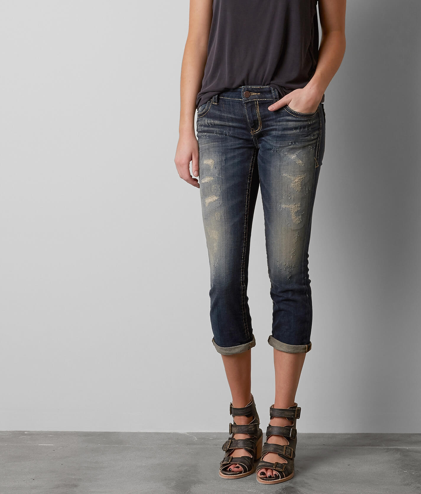 buckle cropped jeans